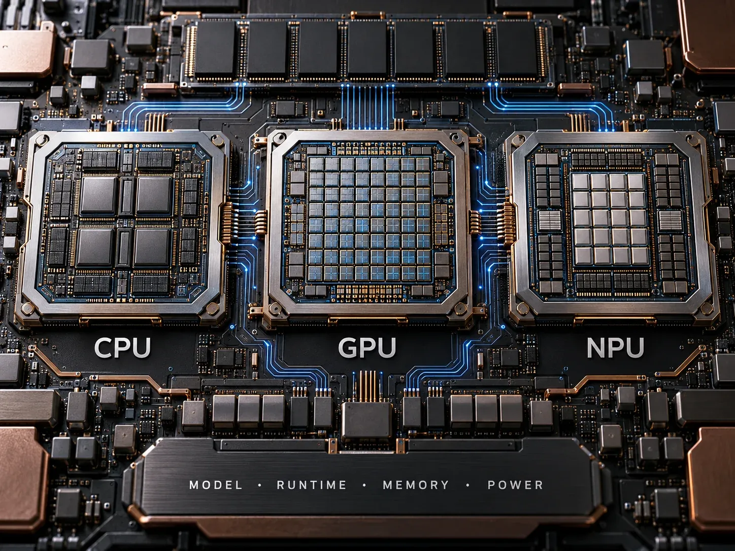 Conceptual roles of CPU, GPU and NPU within the complete system resource budget